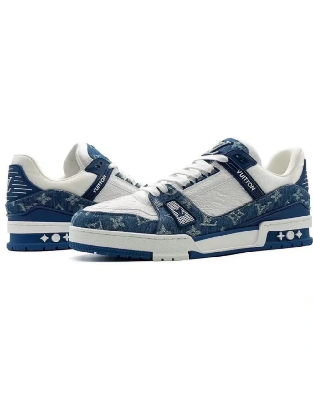 Louis Vuitton Kids Navy Blue and White Monogram Low-Top Sneaker